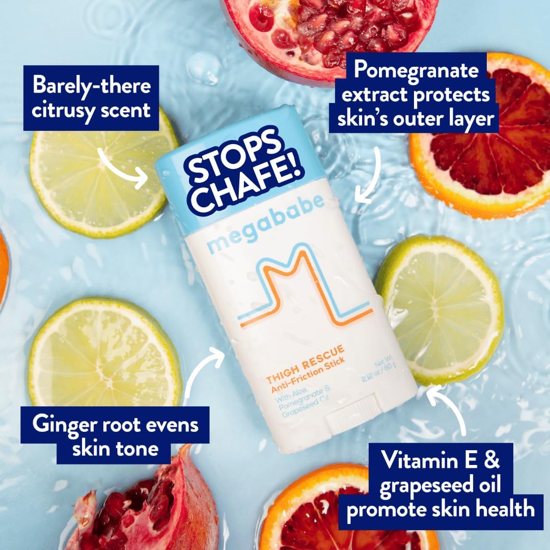 Prevent Skin Chafing with Megababe Thigh Rescue Stick | Anti-Chafe for Thighs, Arms, Bra-Lines & More