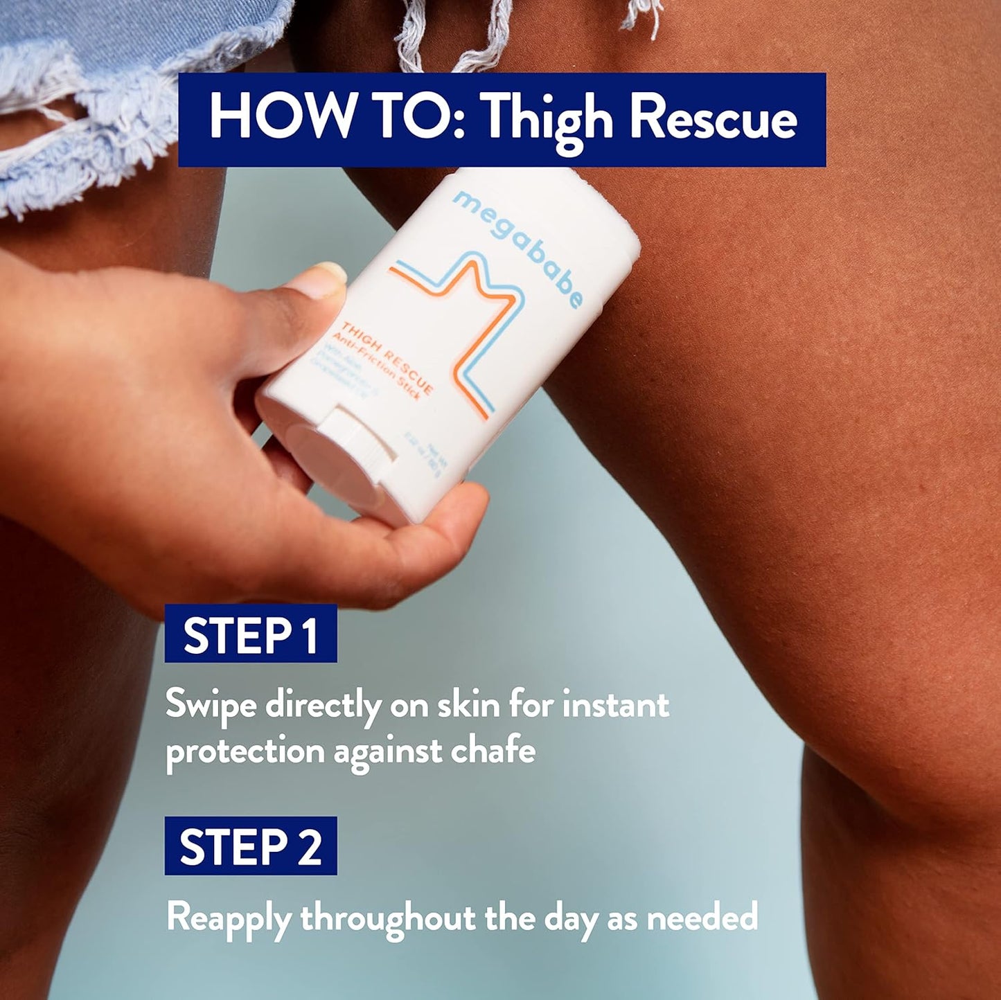 Prevent Skin Chafing with Megababe Thigh Rescue Stick | Anti-Chafe for Thighs, Arms, Bra-Lines & More