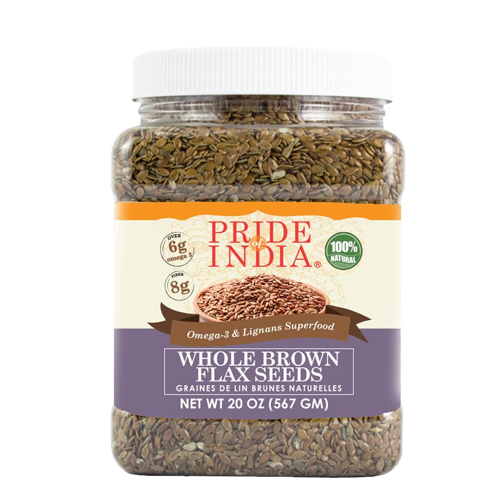 Pride Of India Brown Flax Seed - Superfood with Omega-3 & Lignan, 1.25 lbs Jar