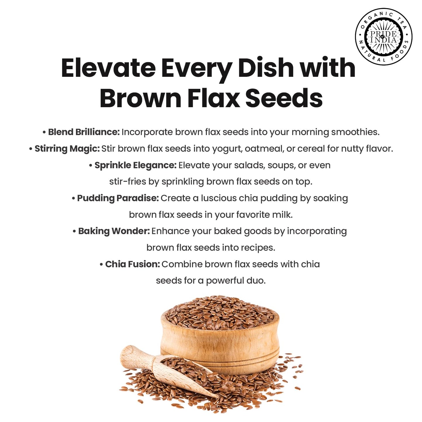 Pride Of India Brown Flax Seed - Superfood with Omega-3 & Lignan, 1.25 lbs Jar