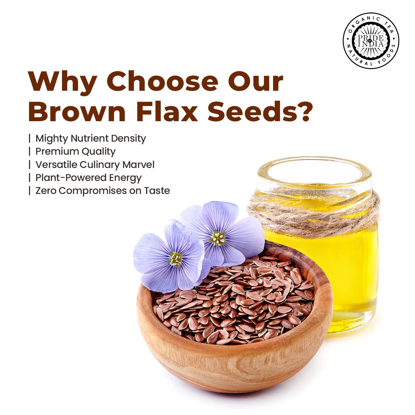 Pride Of India Brown Flax Seed - Superfood with Omega-3 & Lignan, 1.25 lbs Jar