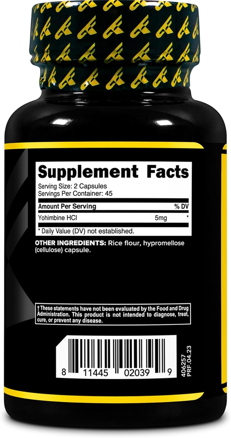 PrimaForce Yohimbine HCl 2.5mg Capsules - Non-GMO & Gluten Free Supplement (90 Count)