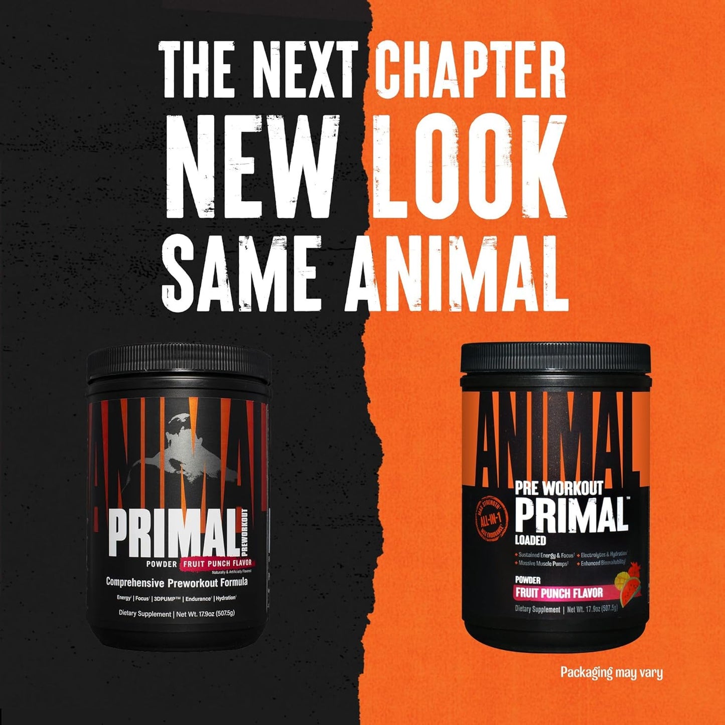 Primal Animal Muscle Hydration + Preworkout Powder - Beta Alanine, 3DPump, Caffeine & Electrolytes - Enhances Energy, Focus, Endurance - Fruit Punch, 17.9 oz