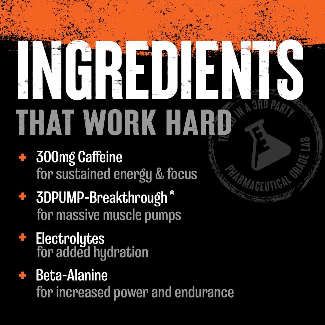 Primal Animal Muscle Hydration + Preworkout Powder - Beta Alanine, 3DPump, Caffeine & Electrolytes - Enhances Energy, Focus, Endurance - Fruit Punch, 17.9 oz