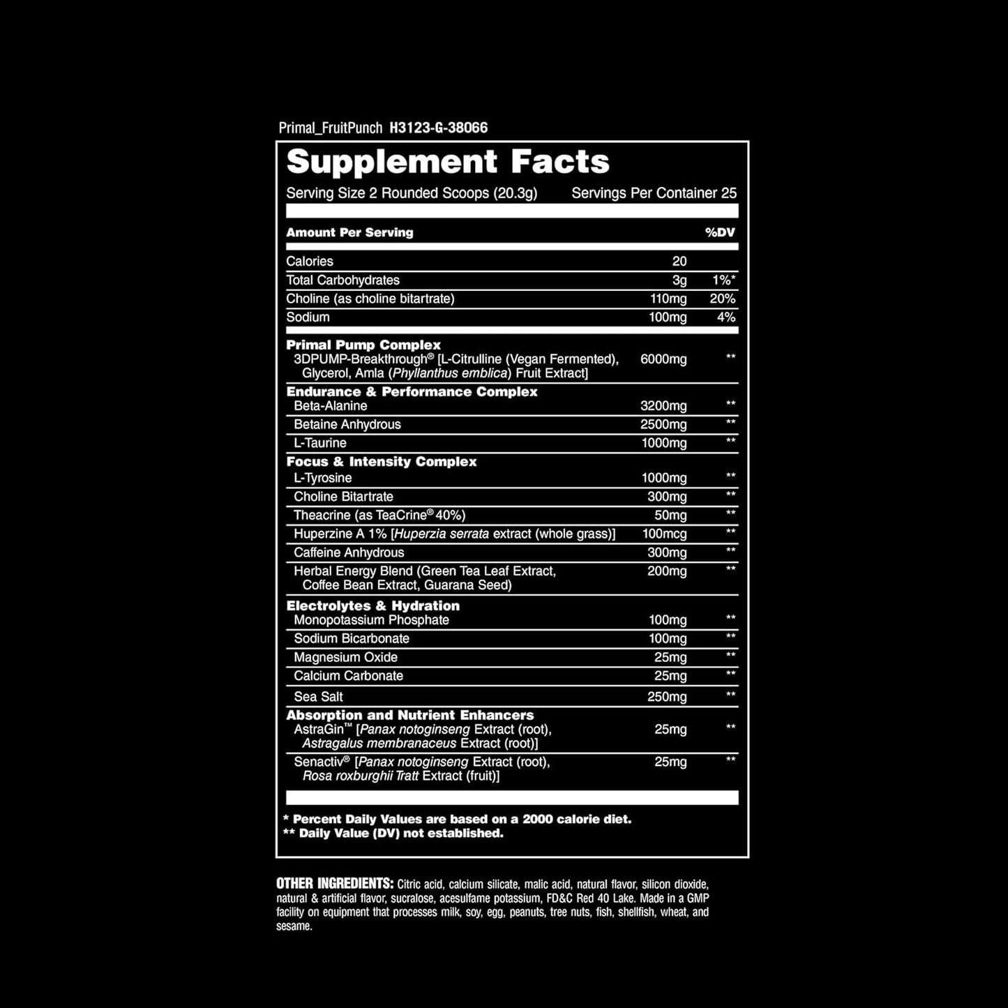 Primal Animal Muscle Hydration + Preworkout Powder - Beta Alanine, 3DPump, Caffeine & Electrolytes - Enhances Energy, Focus, Endurance - Fruit Punch, 17.9 oz