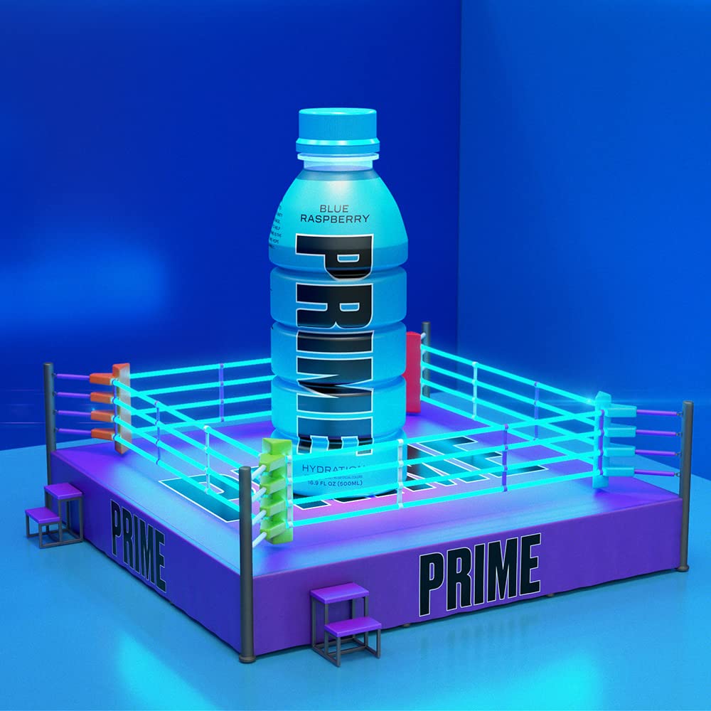 PRIME Hydration BLUE RASPBERRY Sports Drink 12 Pack - Electrolyte Enhanced with BCAAs, B Vitamins, Antioxidants - Ultimate Hydration - Low Sugar - 16.9oz