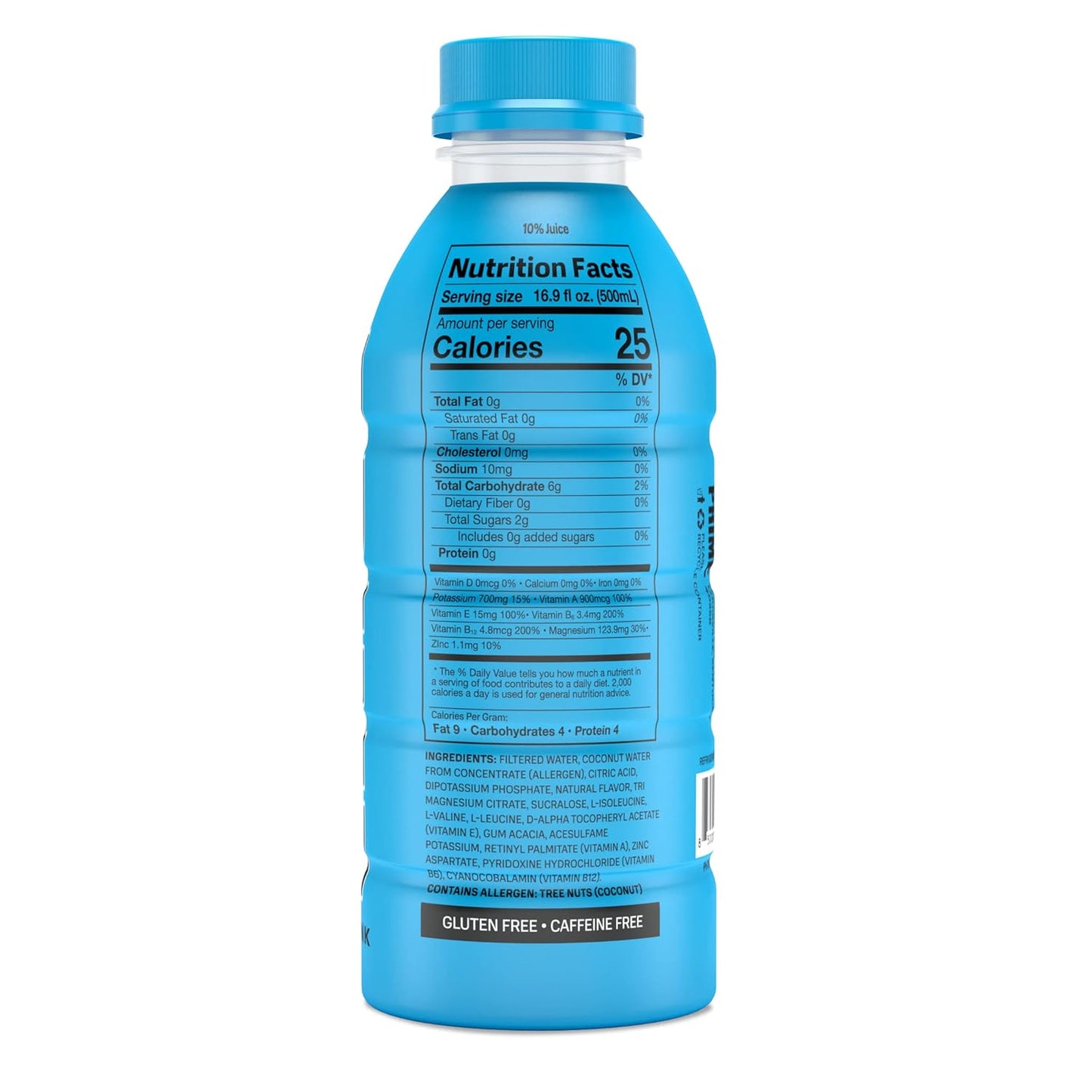 PRIME Hydration BLUE RASPBERRY Sports Drink 12 Pack - Electrolyte Enhanced with BCAAs, B Vitamins, Antioxidants - Ultimate Hydration - Low Sugar - 16.9oz