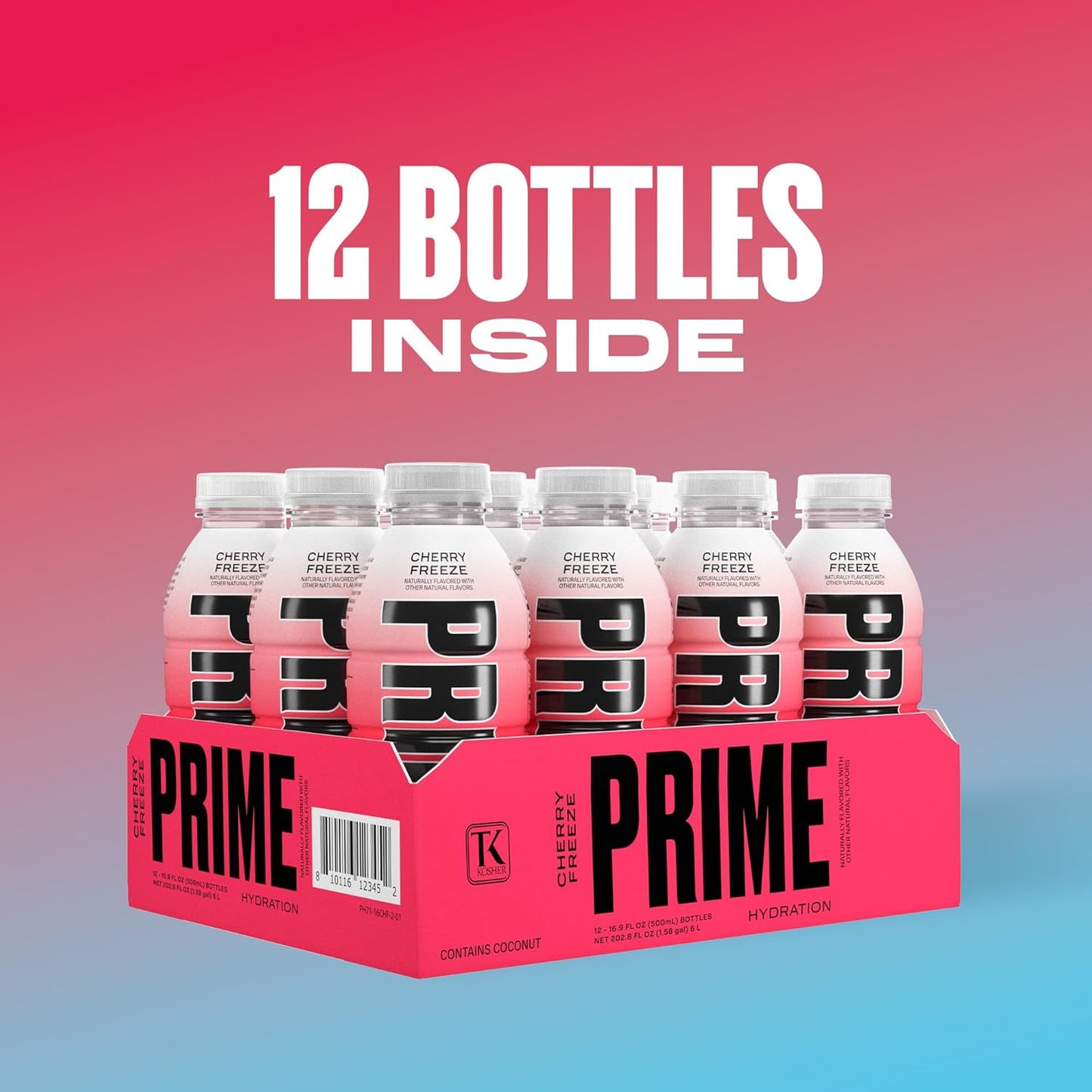PRIME Hydration CHERRY FREEZE Sports Drink | Electrolyte Enhanced with BCAAs, B Vitamins, Antioxidants | Low Sugar | 16.9oz 12-Pack