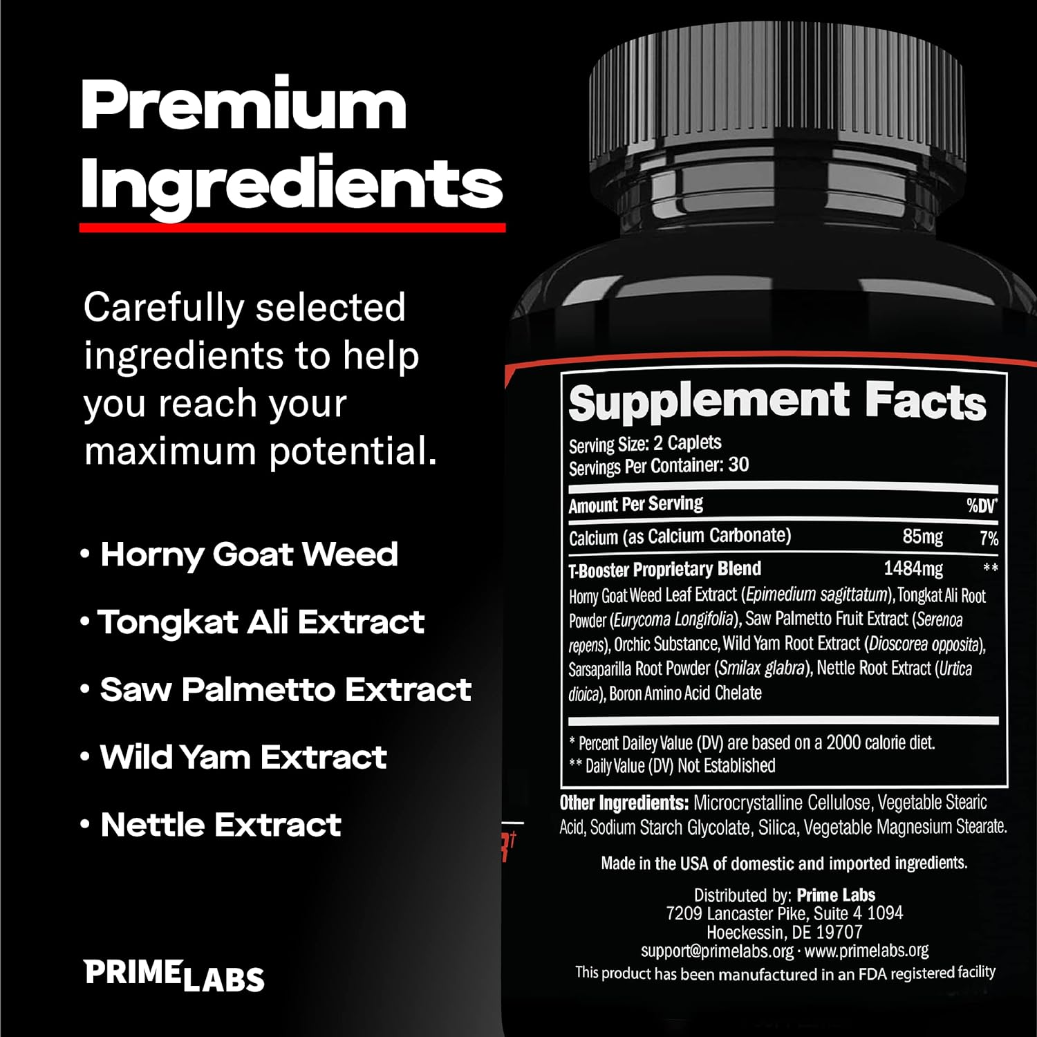 Prime Labs Prime Test 2-Pack with 60 Count Creatine HCl Capsules for Enhanced Performance