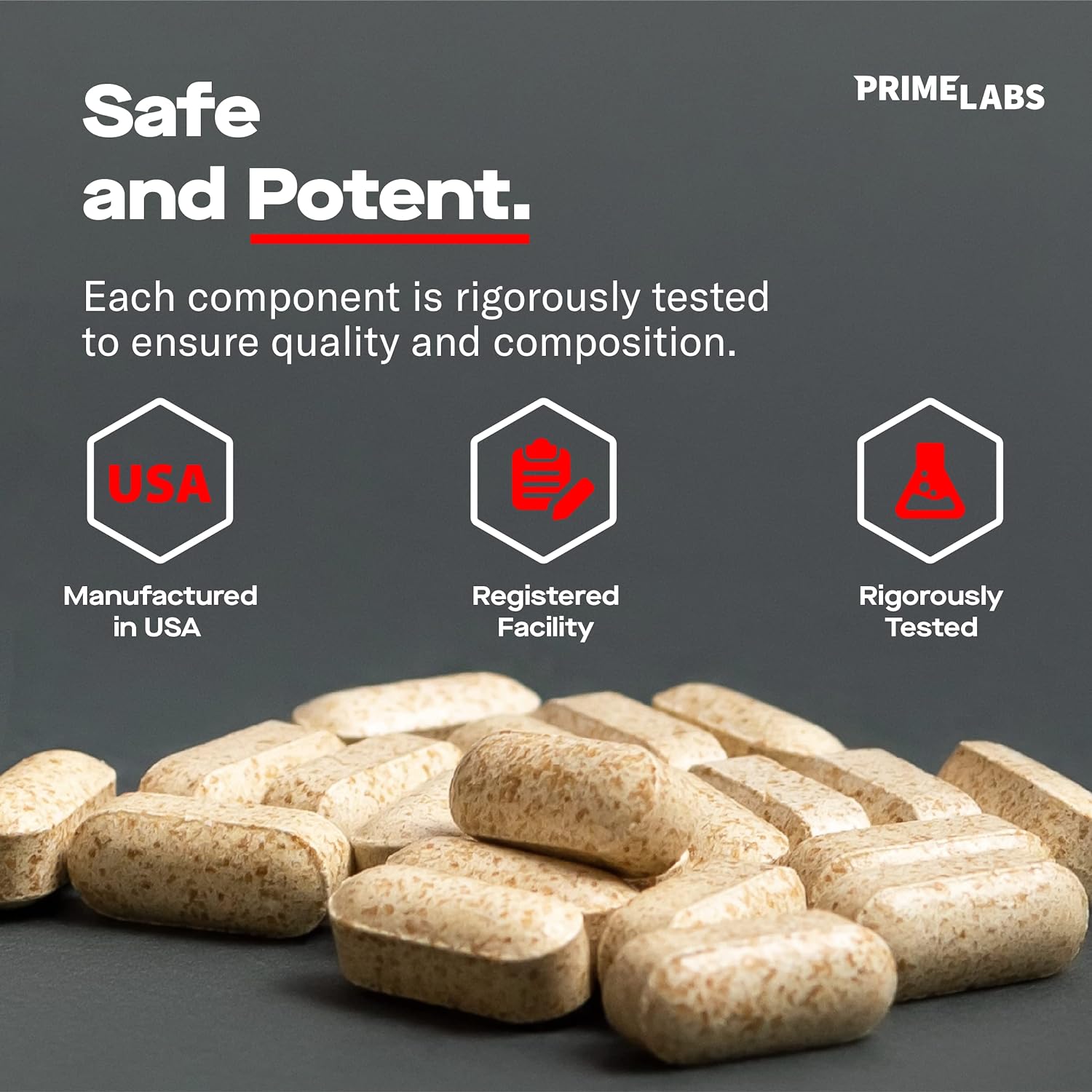 Prime Labs Prime Test 2-Pack with 60 Count Creatine HCl Capsules for Enhanced Performance