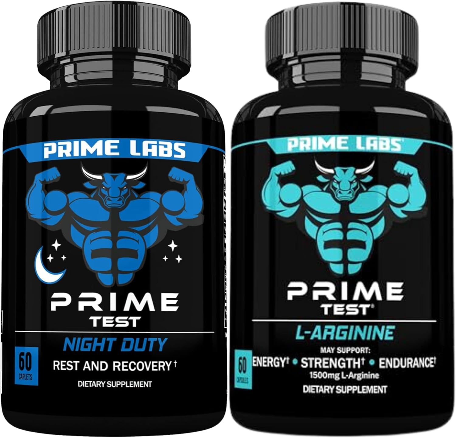 Prime Labs Prime Test Night Duty and L Arginine Nitric Oxide Combo Pack (60 ct each)