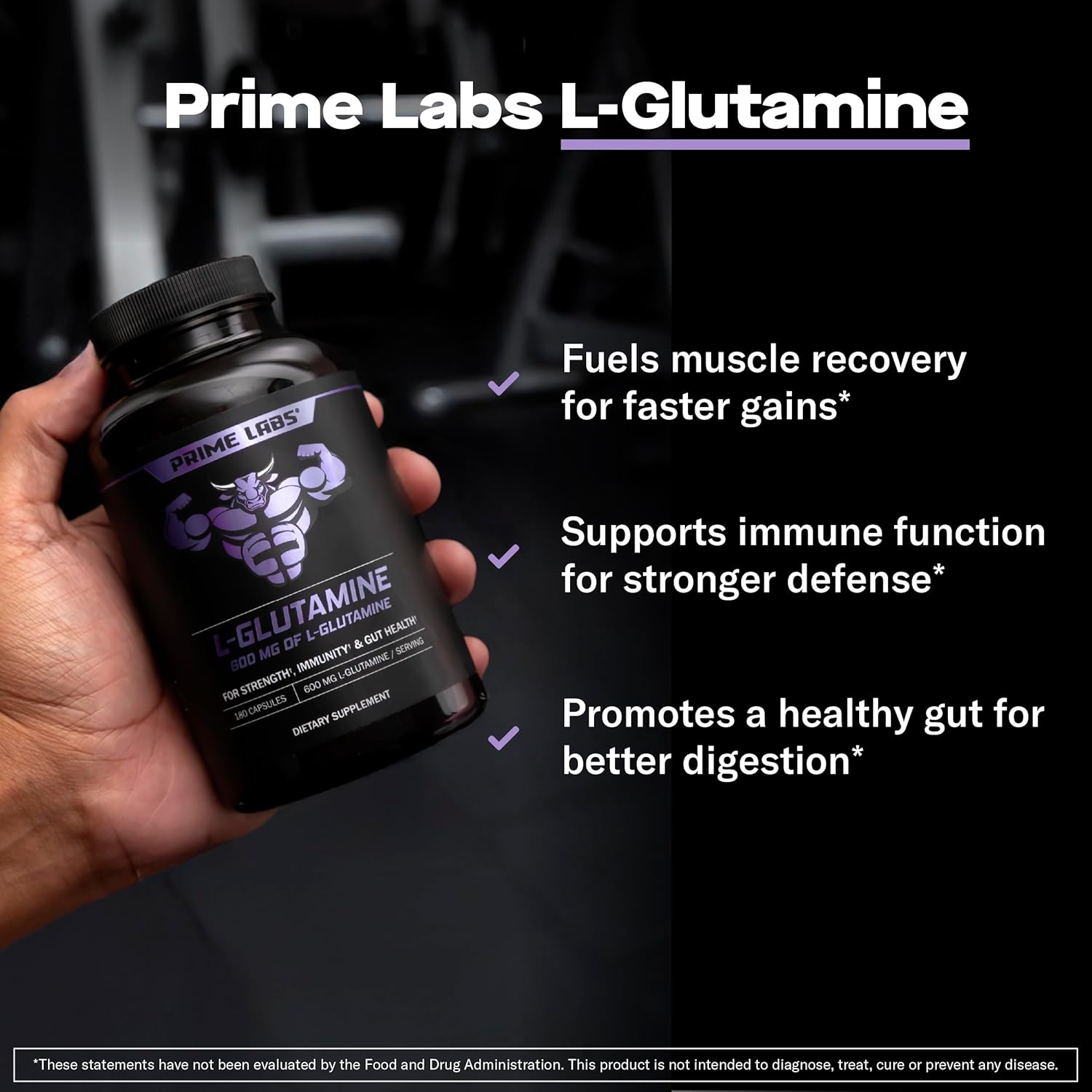 Prime Labs Prime Test with L Glutamine Capsules for Testosterone Support and Muscle Recovery