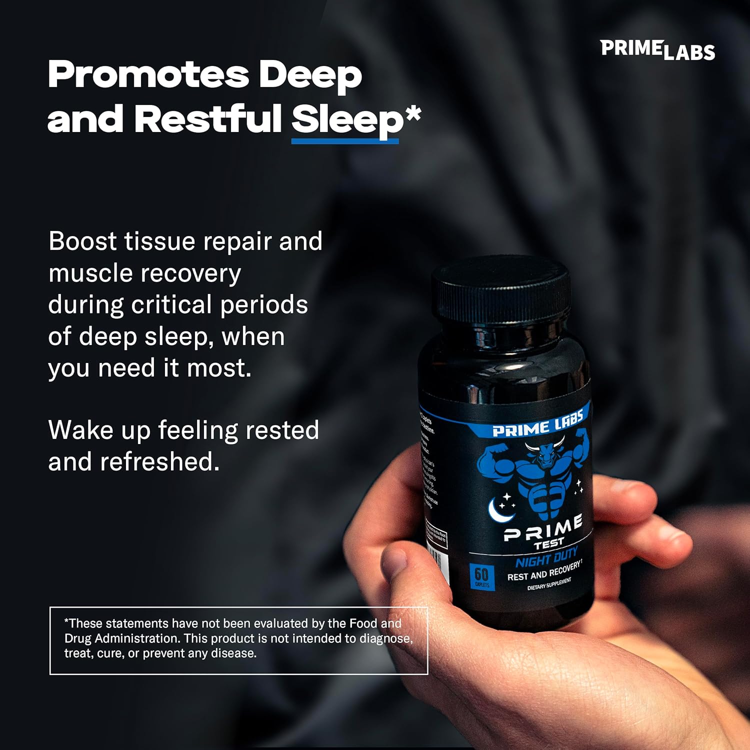 Prime Labs Strength & Stamina Enhancer with Night Duty Sleep Supplement and Tongkat Ali Plus - 60 Count Each