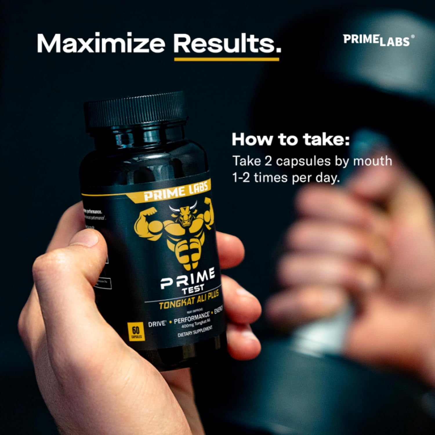 Prime Labs Tongkat Ali for Men with Organic Black Maca Root and Tribulus Terrestris - Boost Performance, Vitality, Energy - 60 Capsules