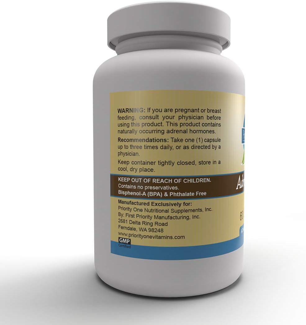 Priority One Vitamins Adrenal Support Capsules - 60 Count (160mg)