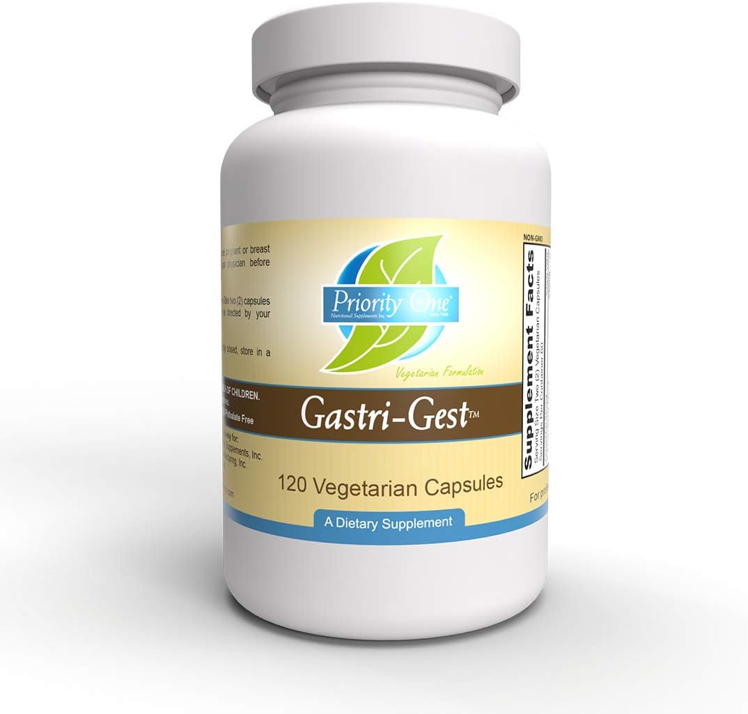 Priority One Vitamins Gastri Gest 120 Capsules - Plant Enzymes for Healthy Digestion & Intestinal Activity