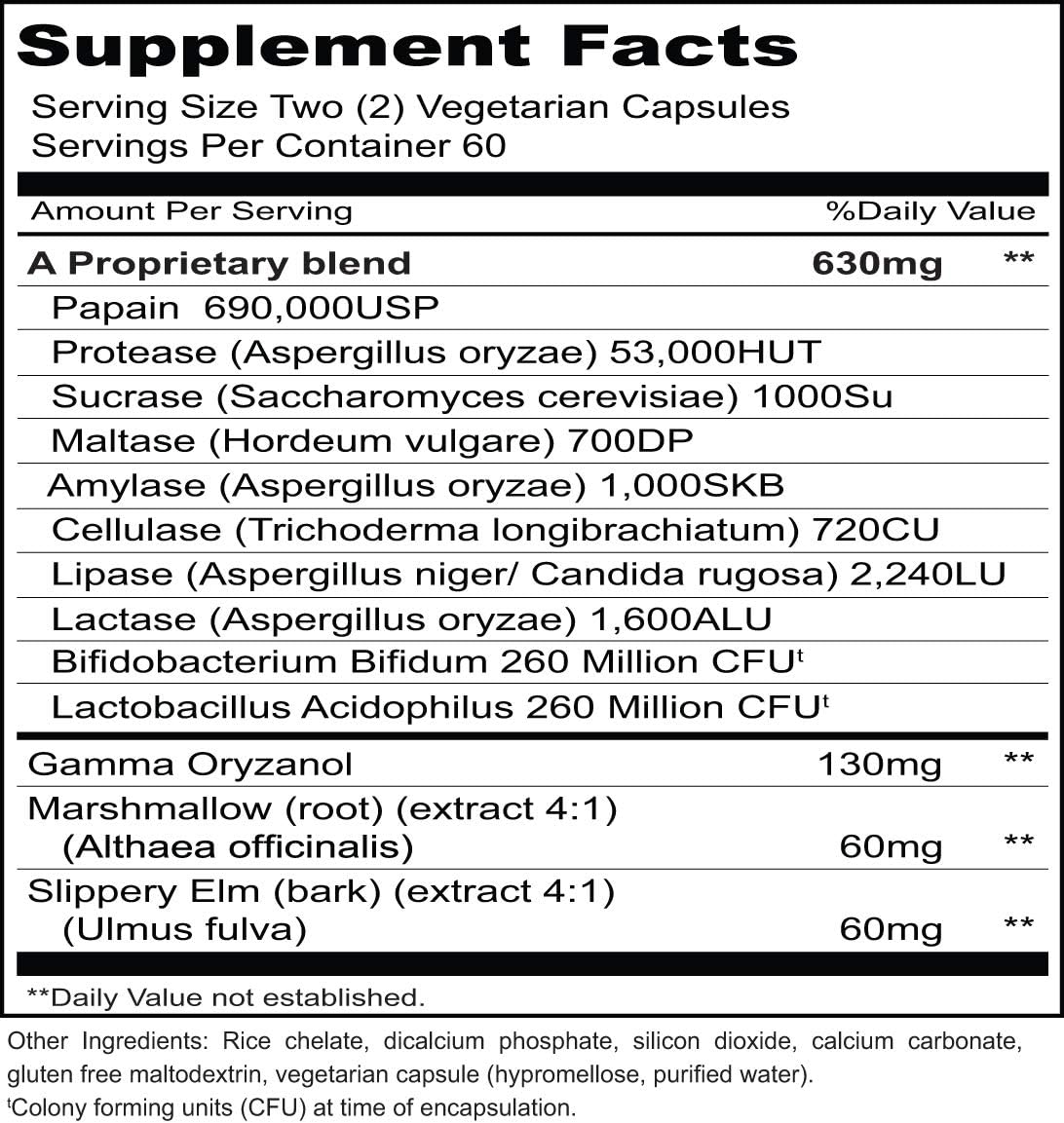 Priority One Vitamins Gastri Gest 120 Capsules - Plant Enzymes for Healthy Digestion & Intestinal Activity