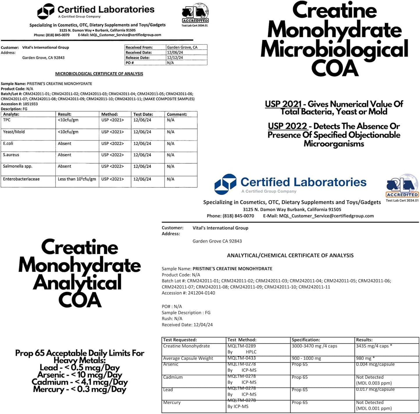 Pristine Creatine Monohydrate Capsules - 75 Day Supply for Muscle Growth & Performance Support - No Bloat Formula