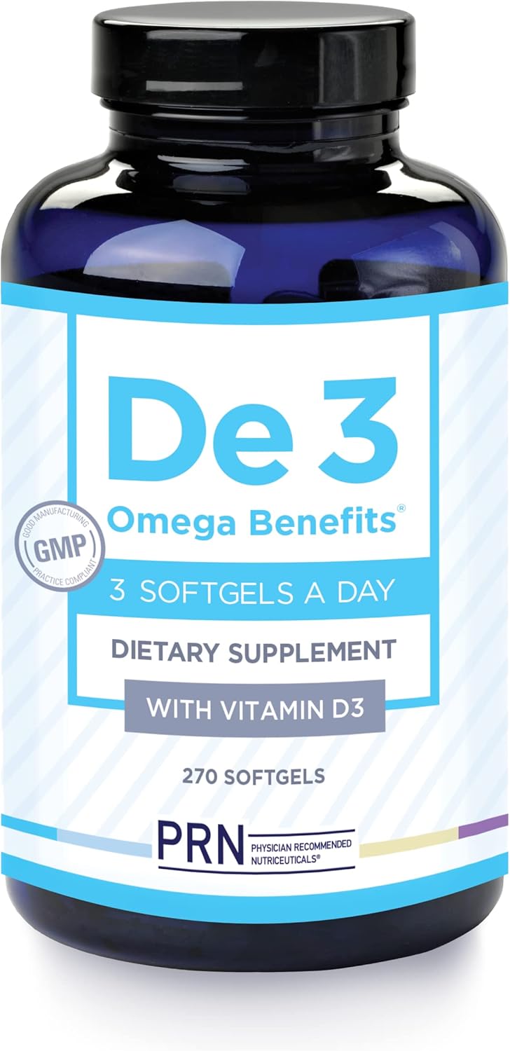 PRN De3 Omega-3 Fish Oil Softgels - 270ct, 90-Day Supply - 2240mg EPA & DHA - No Fishy Burps - Dry Eye Care