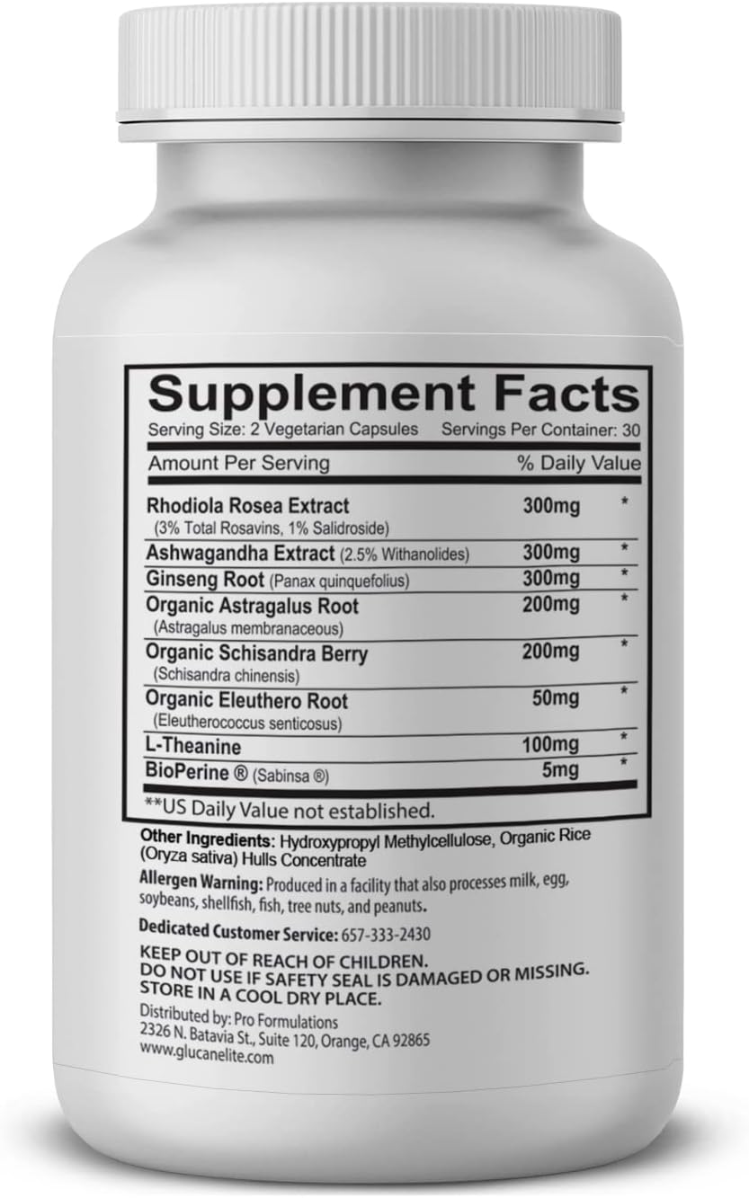 Pro Formulations MD Adaptogen Elite - 60 Vegetarian Capsules - Supports Balanced Cortisol Levels and Natural Energy - Infused with Rhodiola, Ashwagandha, Astragalus, Schisandra, Eleuthero, L-Theanine