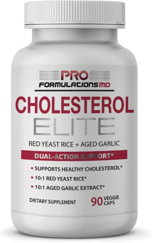 Pro Formulations MD Cholesterol Elite - 90 Veggie Caps - Red Yeast Rice & Aged Garlic Extract - Supports Healthy Cholesterol Levels with Inositol & Artichoke Extract