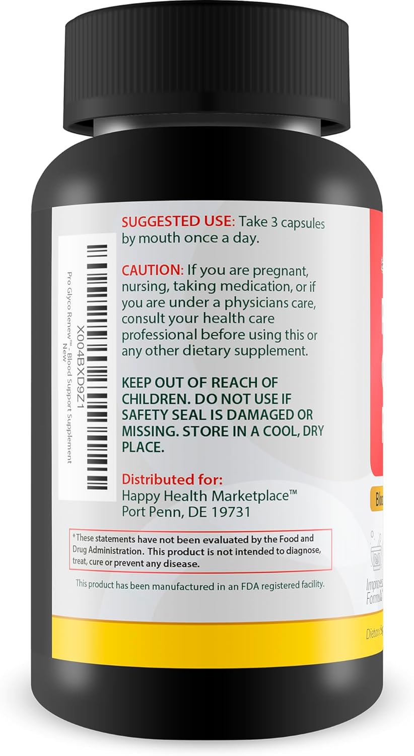 Pro Glyco Renew Blood Support Supplement with Turmeric, Ginger, Berberine - Natural Blood Balance Pills for Sugar Health