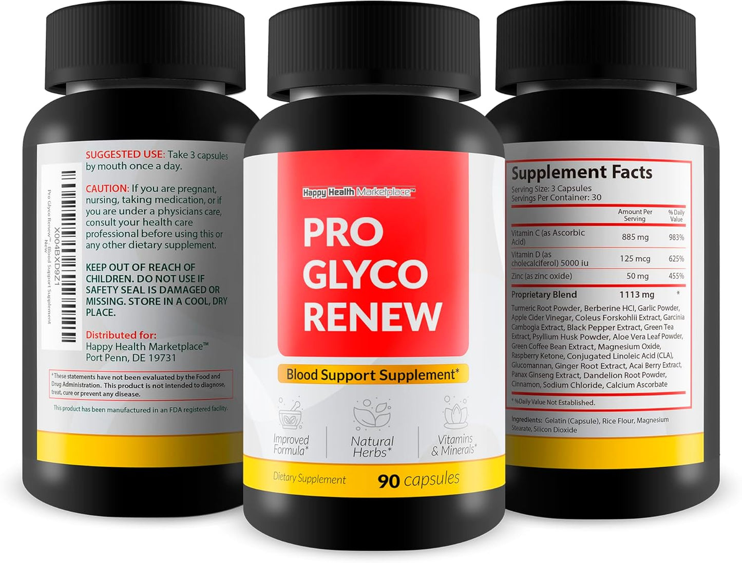 Pro Glyco Renew Blood Support Supplement with Turmeric, Ginger, Berberine - Natural Blood Balance Pills for Sugar Health