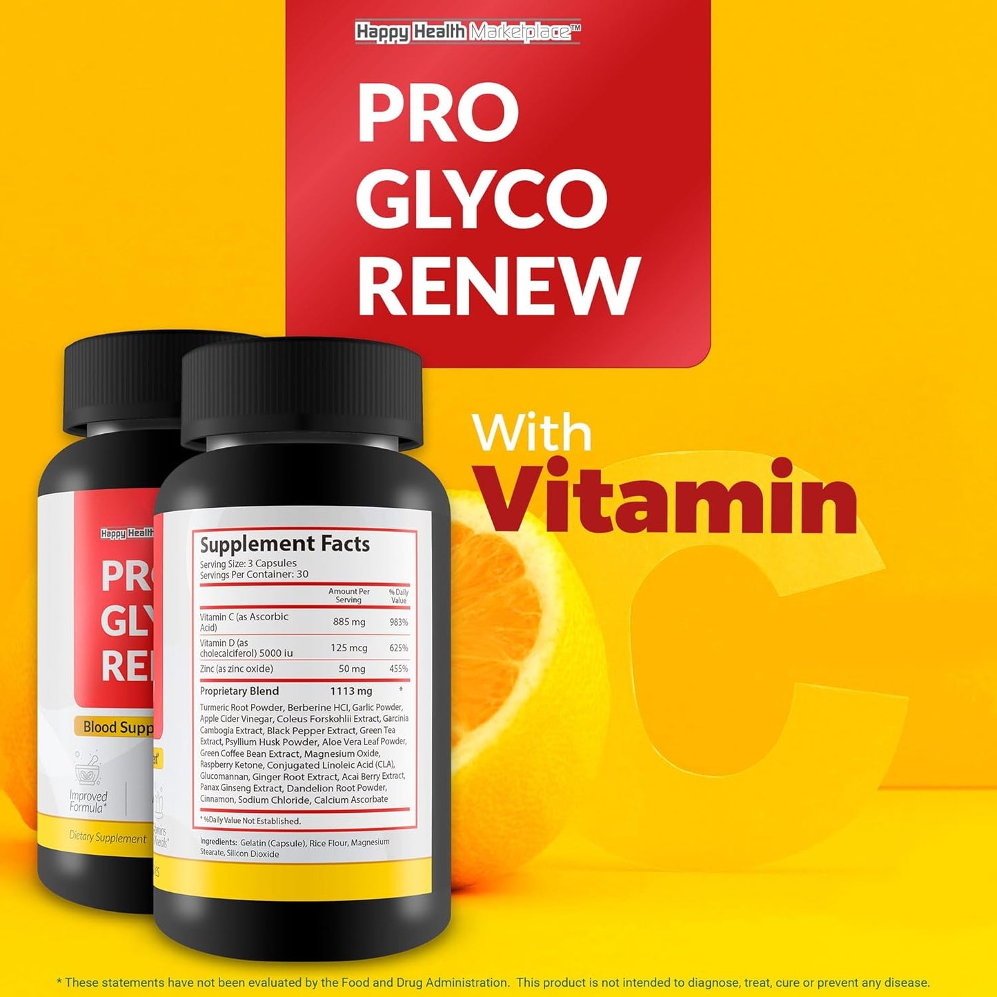 Pro Glyco Renew Blood Support Supplement with Turmeric, Ginger, Berberine - Natural Blood Balance Pills for Sugar Health