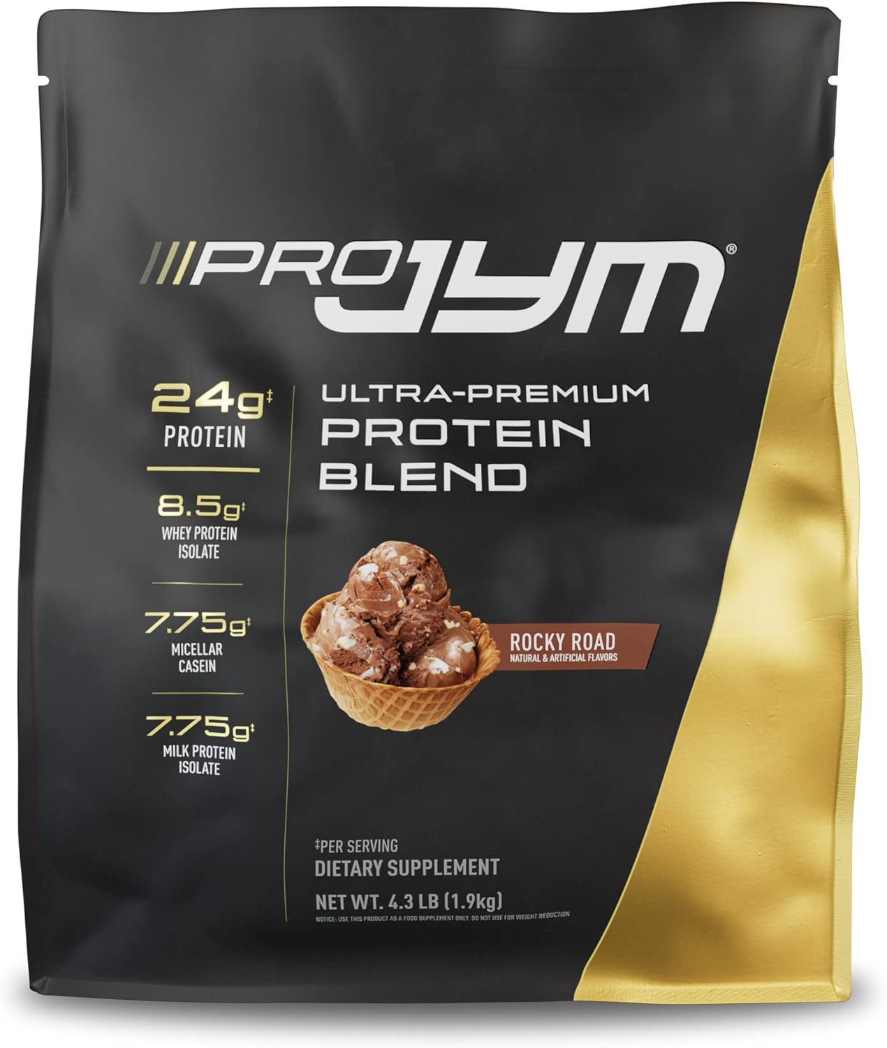 Pro JYM Protein Powder Blend - Whey, Casein, Milk & Egg Isolates - Rocky Road & Tahitian Vanilla Bean - 4.3lb & 45 Servings