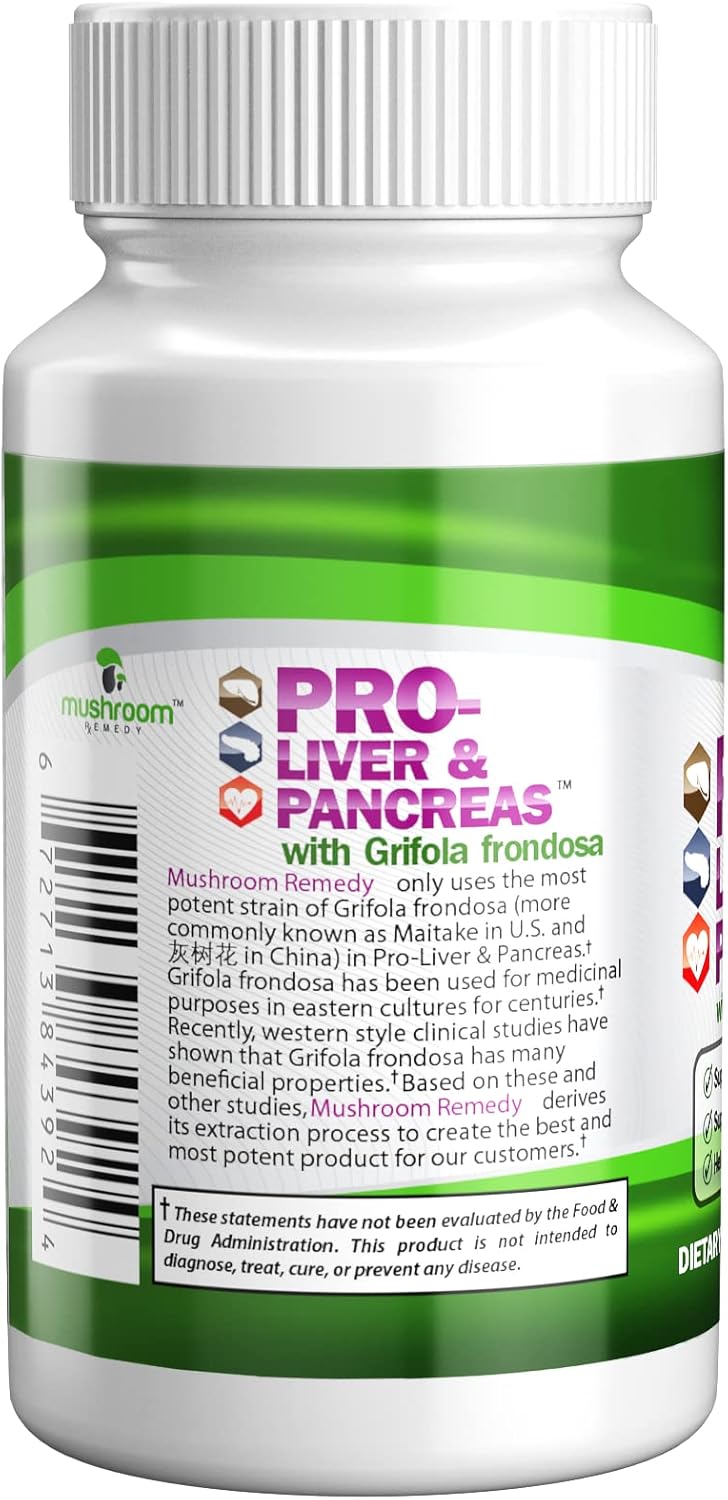 PRO-Liver & Pancreas Mushroom Supplement | Herbal Detox Support with Grifola frondosa Extract | Vegan, NON-GMO, USA Made (60 Tablets)