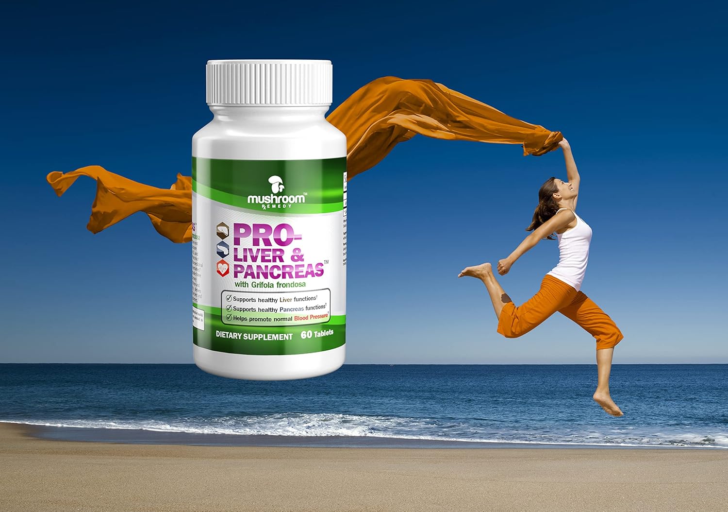 PRO-Liver & Pancreas Mushroom Supplement | Herbal Detox Support with Grifola frondosa Extract | Vegan, NON-GMO, USA Made (60 Tablets)
