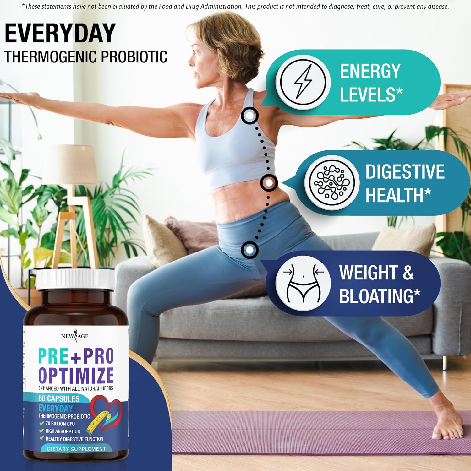 Pro Optimize Probiotics for Menopause Relief - 70 Billion CFU, Digestive Health - Joint Support, Night Sweats - Dong Quai - Pack of 2