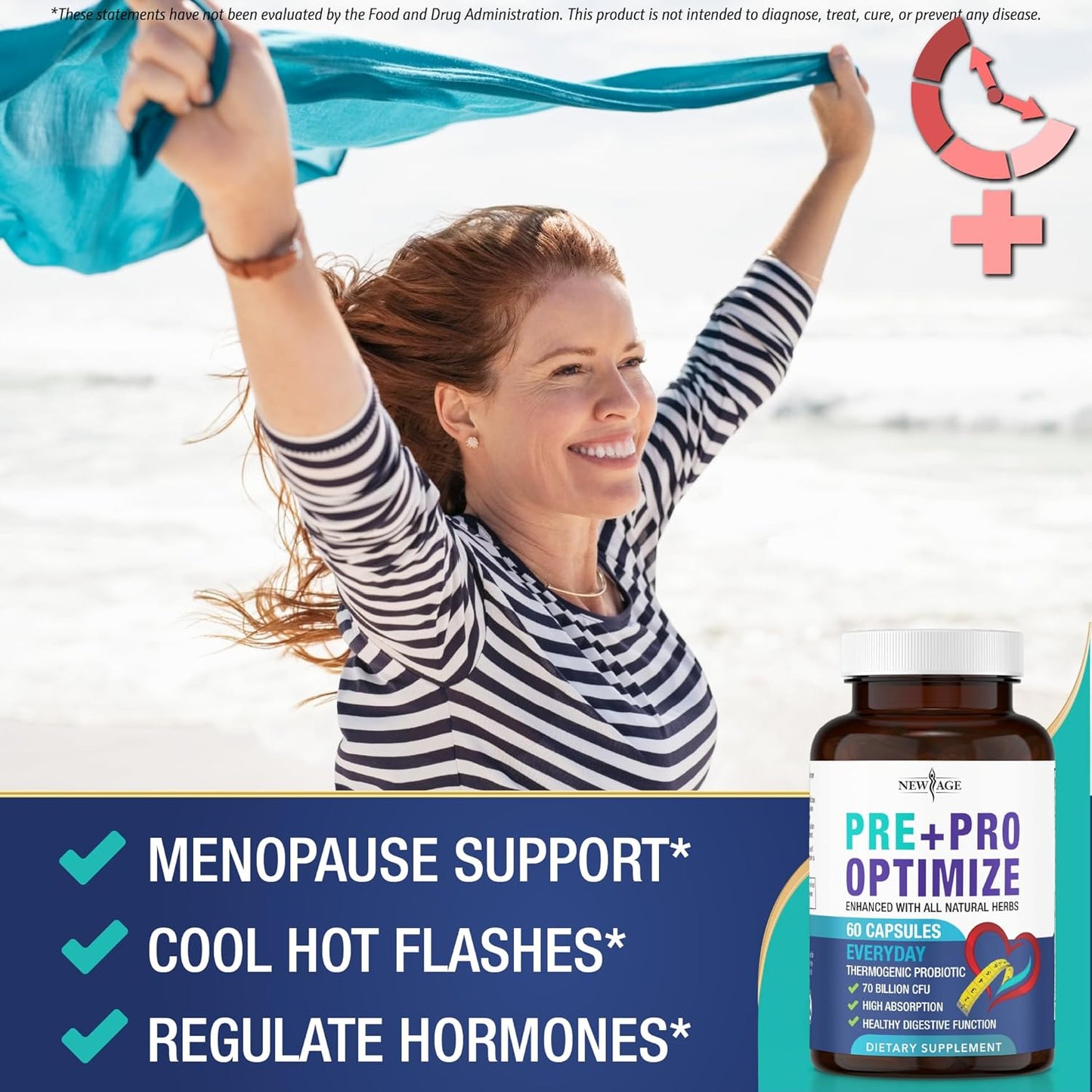 Pro Optimize Probiotics for Menopause Relief - 70 Billion CFU, Digestive Health - Joint Support, Night Sweats - Dong Quai - Pack of 2