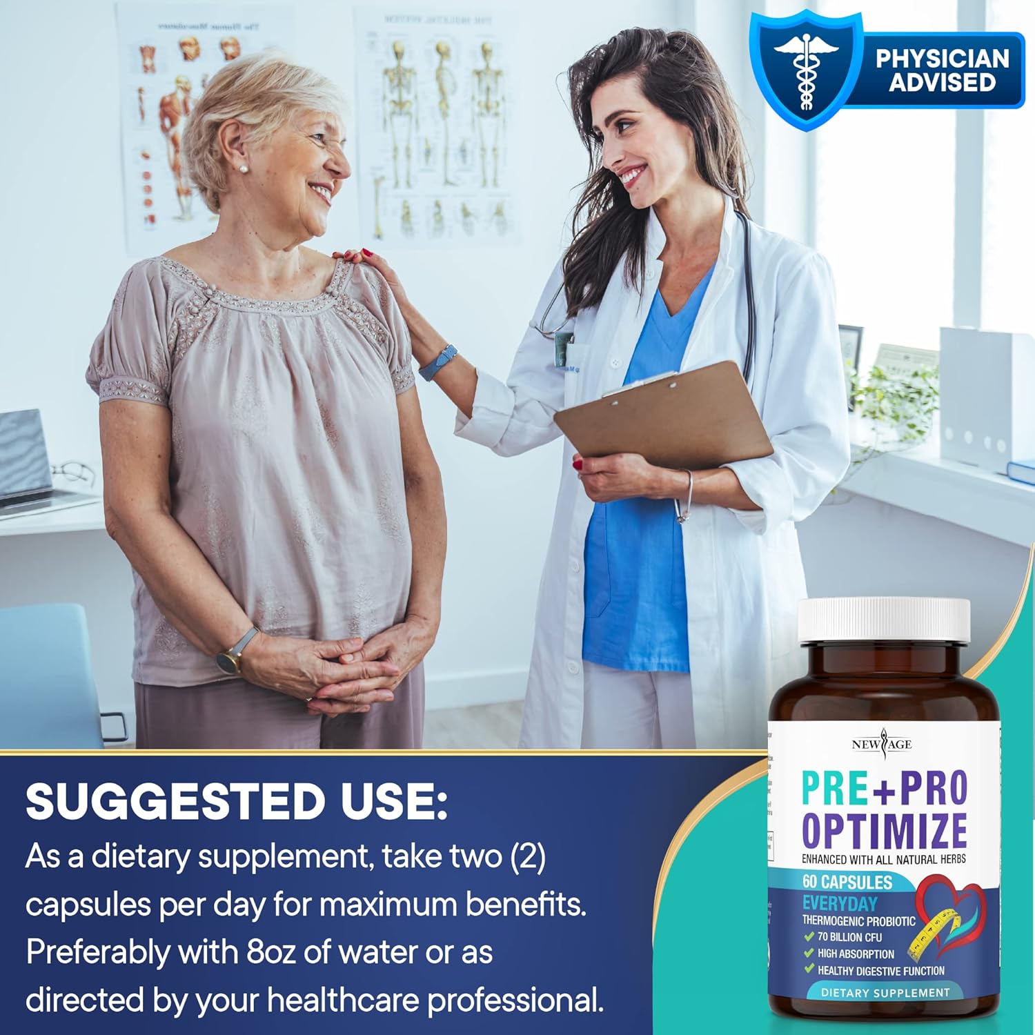 Pro Optimize Probiotics for Menopause Relief - 70 Billion CFU, Digestive Health - Joint Support, Night Sweats - Dong Quai - Pack of 2
