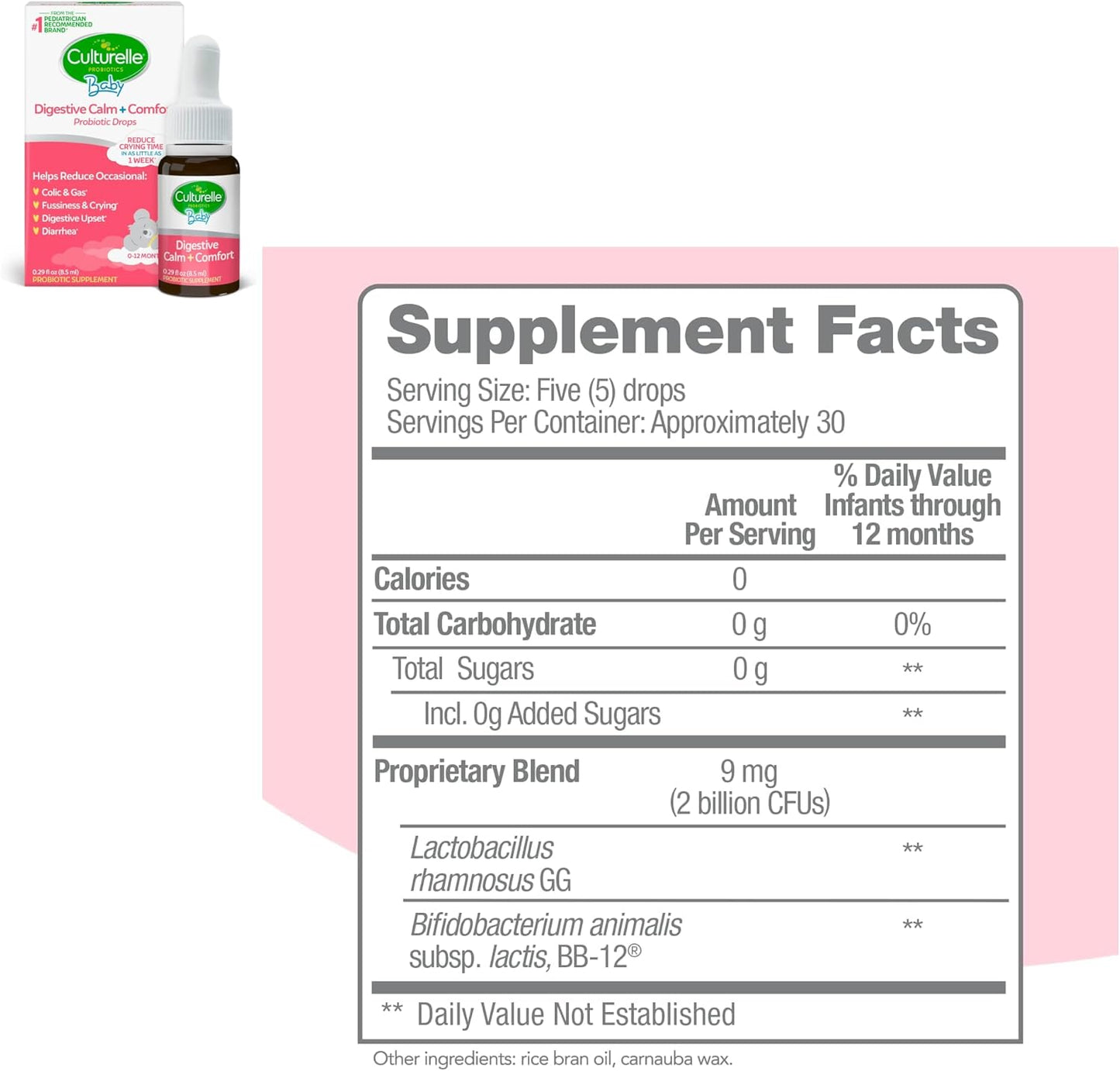 Pro Strength Daily Probiotic Capsules for Men & Women, 60 Count - Baby Digestive Comfort Probiotic for Colic, Gas, Fussiness - 2 Month Supply, 8.5 ml