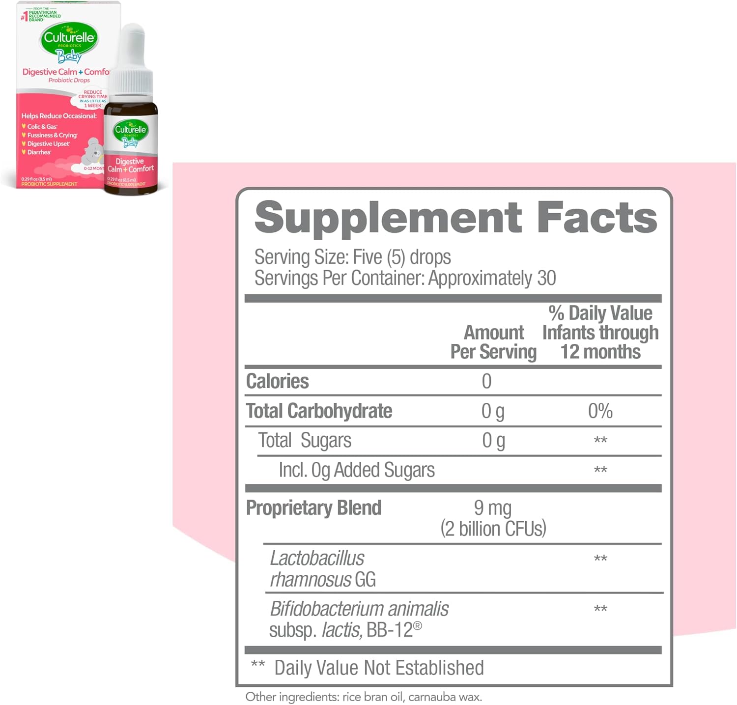 Pro Strength Daily Probiotic Capsules for Men & Women, 60 Count - Baby Digestive Comfort Probiotic for Colic, Gas, Fussiness - 2 Month Supply, 8.5 ml