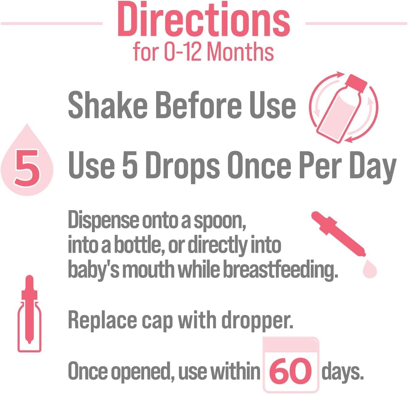 Pro Strength Daily Probiotic Capsules for Men & Women, 60 Count - Baby Digestive Comfort Probiotic for Colic, Gas, Fussiness - 2 Month Supply, 8.5 ml