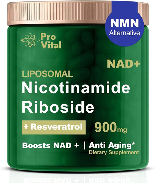 Pro Vital Liposomal NAD Riboside 900mg & Resveratrol Capsules - Skin Aging & Energy Support Supplement