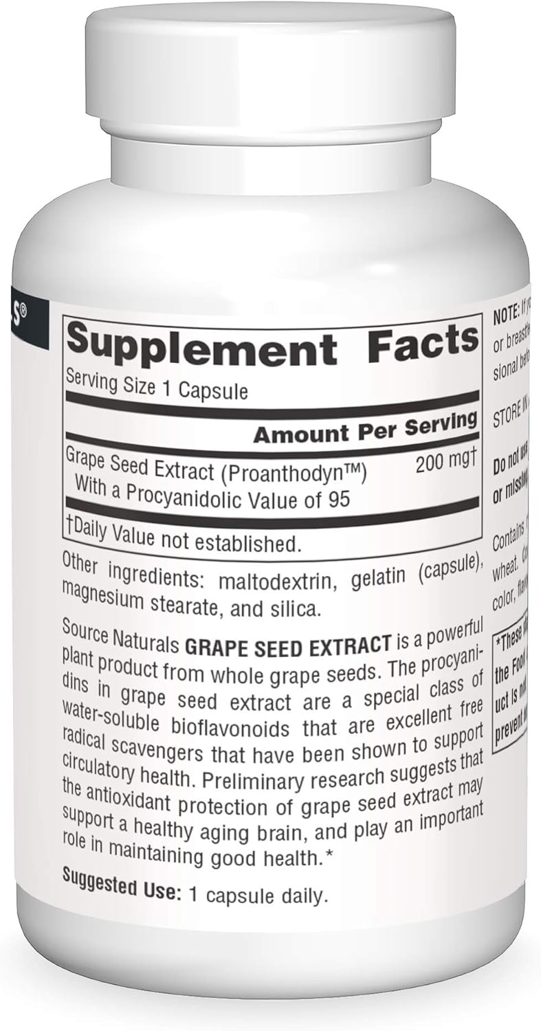 Proanthodyn Grape Seed Extract Capsules 200mg - Antioxidant Support for Healthy Aging Brain - 90 Count