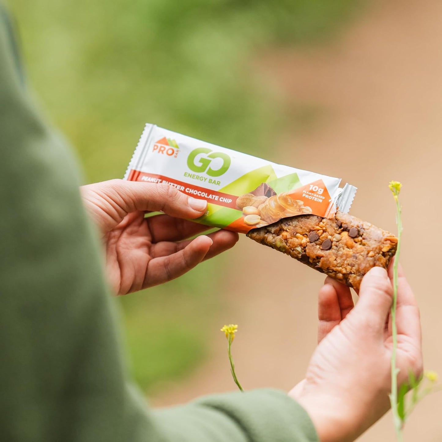 PROBAR GO Energy Bars - Peanut Butter Chocolate Chip Flavor - Gluten-Free & Non-GMO Snack Bars - 12 Count Pack