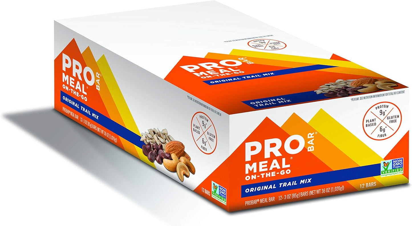 PROBAR Original Trail Mix Meal Bars - 6 Count, Non-GMO, Gluten-Free, Plant-Based, Natural Energy Boost