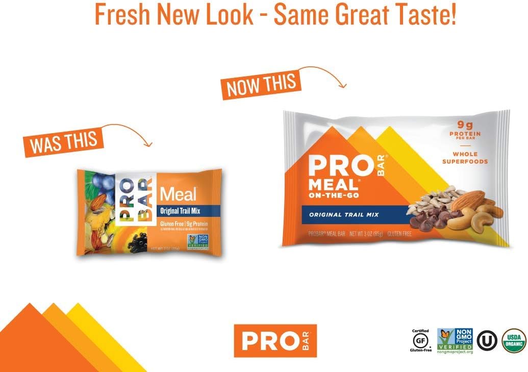 PROBAR Original Trail Mix Meal Bars - 6 Count, Non-GMO, Gluten-Free, Plant-Based, Natural Energy Boost