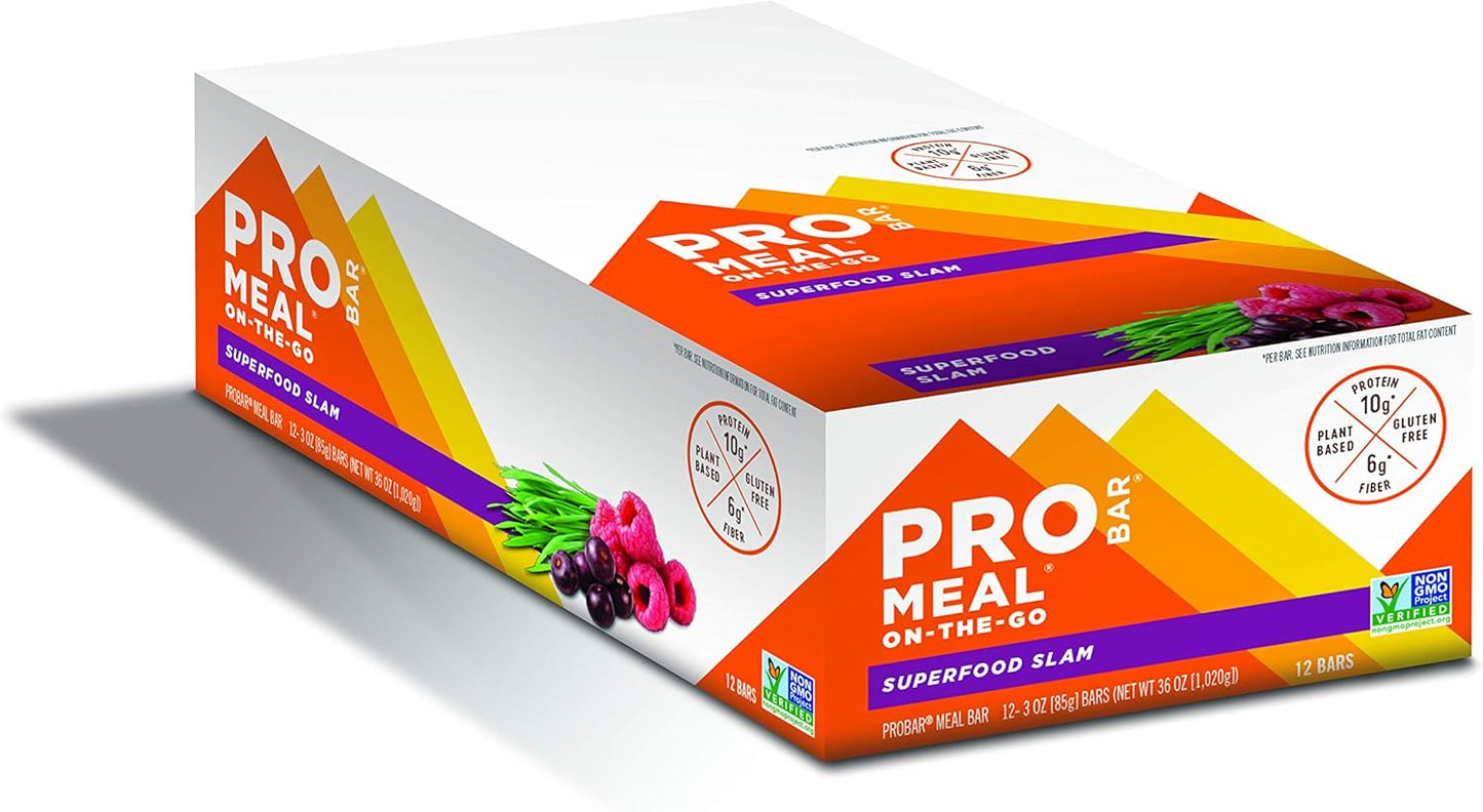 PROBAR Superfood Slam Meal Bars - Non-GMO, Gluten-Free, Plant-Based Whole Food Ingredients for Natural Energy (9 Count)