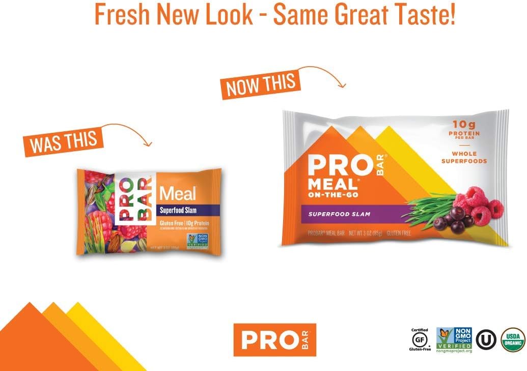 PROBAR Superfood Slam Meal Bars - Non-GMO, Gluten-Free, Plant-Based Whole Food Ingredients for Natural Energy (9 Count)