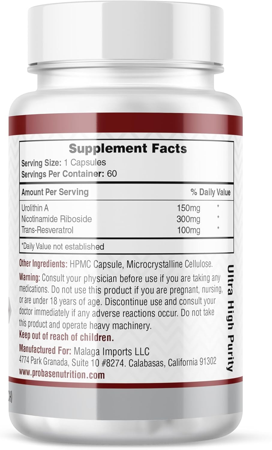 Probase Nutrition Urolithin A Supplement with NR and Resveratrol - 60-Day Supply for Anti-Aging Benefits