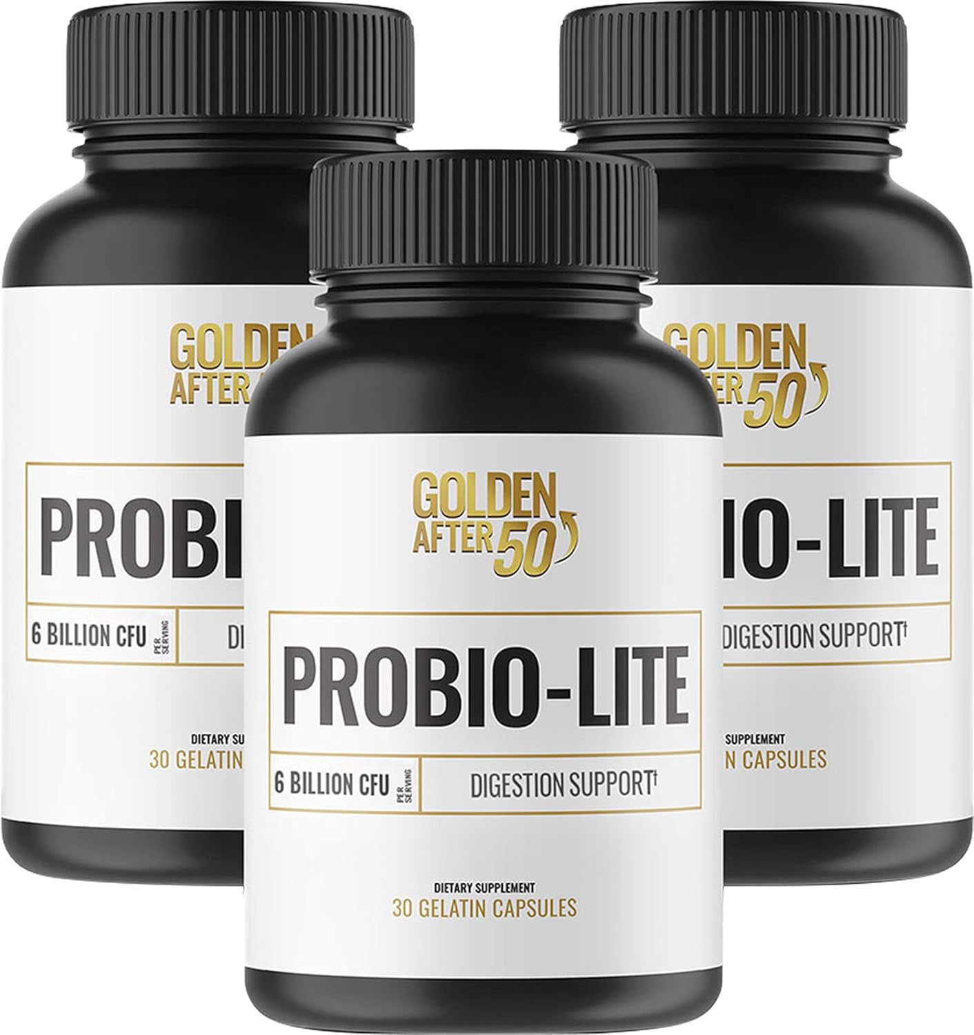 Probio-Lite by Golden After 50 - Gut Health and Digestion Support - 3 Bottles - Probiotics for Men and Women - Relieves Heartburn, Gas, and Indigestion