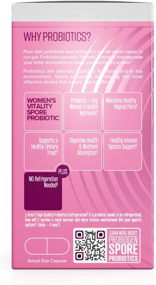 Probiogen Women's Vitality Probiotic Supplement with Smart Spore Technology - 60 Capsules