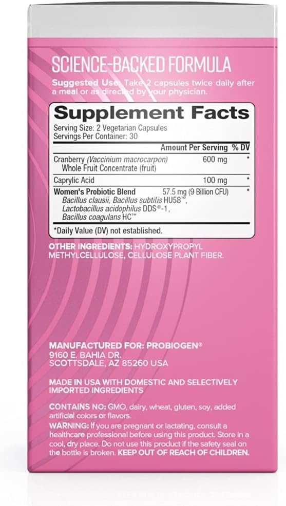 Probiogen Women's Vitality Probiotic Supplement with Smart Spore Technology - 60 Capsules