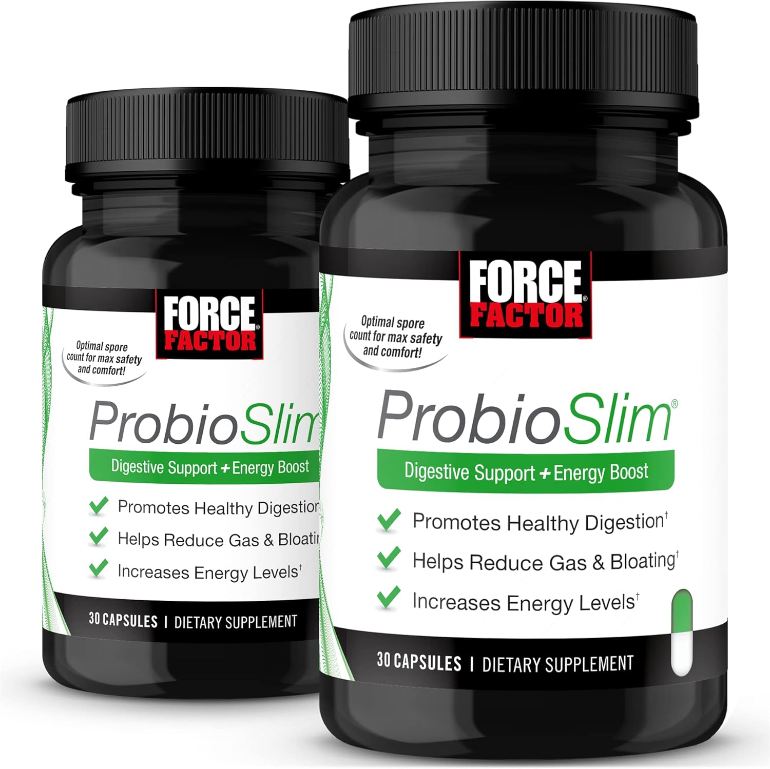 ProbioSlim 2-Pack Probiotic Supplement with Green Tea Extract for Digestive Health, Reduce Gas & Bloating, 60 Capsules