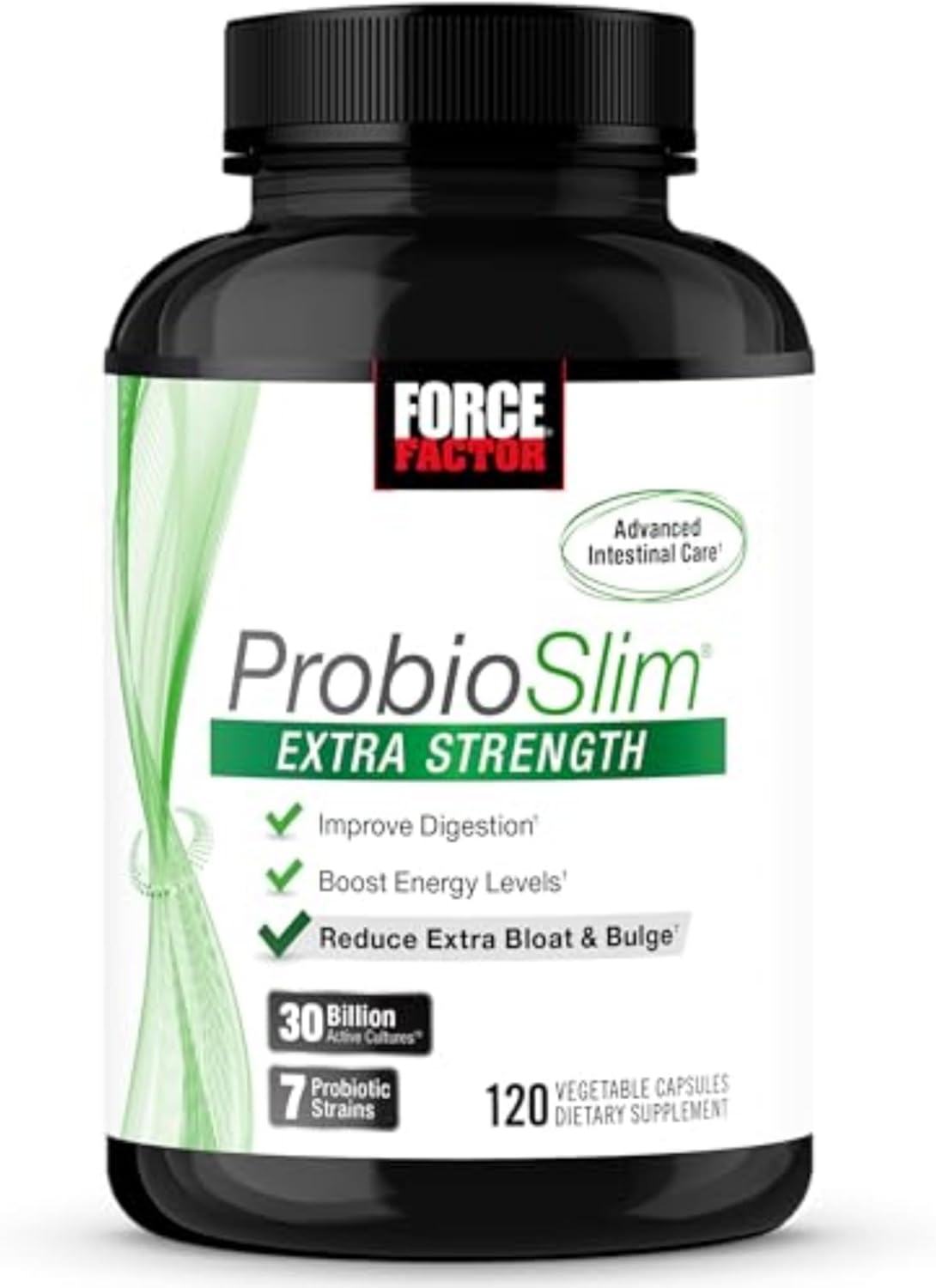 ProbioSlim Extra Strength Probiotic Capsules for Digestive Health - 30 Billion CFUs, Prebiotic Fiber - 120 Capsules